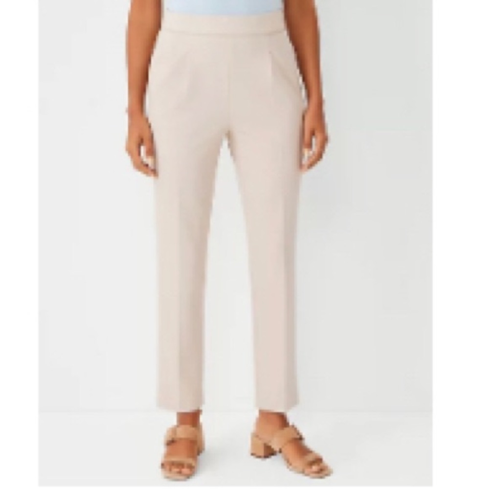 Ann Taylor, The Petite High Waist Easy Ankle Pant, Pearl Blush